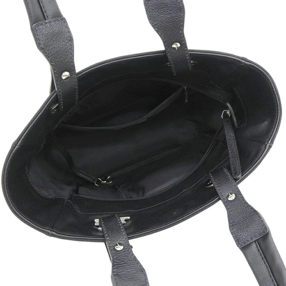 CHANEL Black Coated Canvas Tote Bag